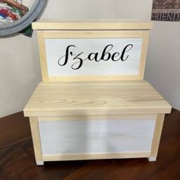 Personalized Wooden Step Stool For Kids - Handmade Toddler With Storage Kitchen & Bathroom Helper Free Usa Shipping - thumbnail 4
