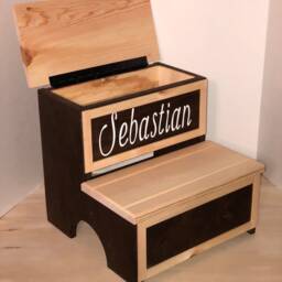 Personalized Wooden Step Stool For Kids - Handmade Toddler With Storage Kitchen & Bathroom Helper Free Usa Shipping - thumbnail 3