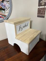 Personalized Wooden Step Stool For Kids - Handmade Toddler With Storage Kitchen & Bathroom Helper Free Usa Shipping