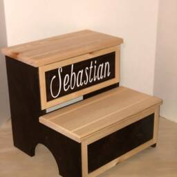 Personalized Wooden Step Stool For Kids - Handmade Toddler With Storage Kitchen & Bathroom Helper Free Usa Shipping - thumbnail 2