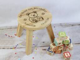 First Birthday Gift, Child's Wooden Stool, On Your 1St Chair Personalised With Name & Date, One Year Old Baby Girl/Boy Gift