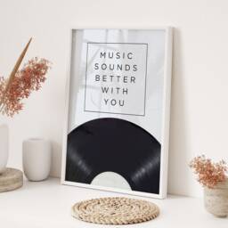 Music Sounds Better With You Wall Art Print Song Lyrics Typography Living Room Bedroom Home Decor Modern Minimalist Dance Gift Present - thumbnail 3