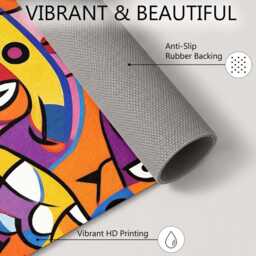 Colourful Cubist Abstract Face Portrait Rug Non-Slip Soft Area Carpet Bedroom Living Room Hallway Mat Decor - Made in UK - thumbnail 4