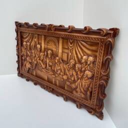 Last Supper Orthodox Icon Wood Carving Christian Wall Art - thumbnail 3