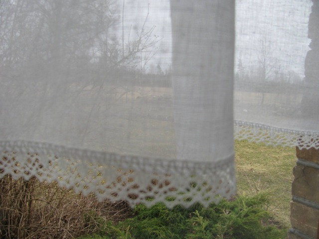 Linen Cafe Curtain Romantic With Lace Edge Trim Window Panel French Country Kitchen Curtain.custom - image 1