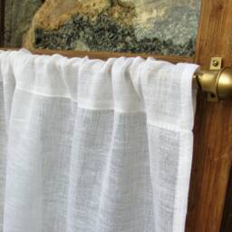 Linen Cafe Curtain Romantic With Lace Edge Trim Window Panel French Country Kitchen Curtain.custom - thumbnail 2
