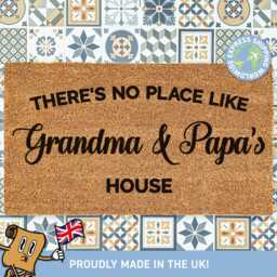 There's No Place Like Grandmas House, Gift For Grandparents, Porch D??cor Doormat, Personalized Name Mat, Unique Ideas - thumbnail 1