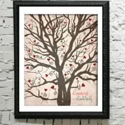 Love Is Lovely Print, Valentine House Warming Art For New Home Buyer, Warming, Tree With Hearts, Heart in Tree, Feb 14 - thumbnail 3