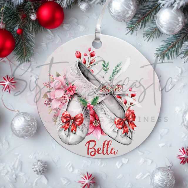 Personalised Ballerina Christmas Decoration - Granddaughter Gift Custom Bauble For Girls Stocking Filler Box - image 1