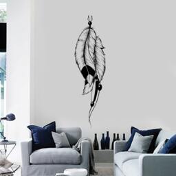 Feathers Wall Vinyl Decal Dream Catcher Spiritual Guard Snare Modern Ethnic Home Art Boho Decor For Bedroom Sticker - #1153Da - thumbnail 3
