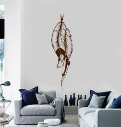 Feathers Wall Vinyl Decal Dream Catcher Spiritual Guard Snare Modern Ethnic Home Art Boho Decor For Bedroom Sticker - #1153Da - thumbnail 1