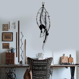 Feathers Wall Vinyl Decal Dream Catcher Spiritual Guard Snare Modern Ethnic Home Art Boho Decor For Bedroom Sticker - #1153Da - thumbnail 2