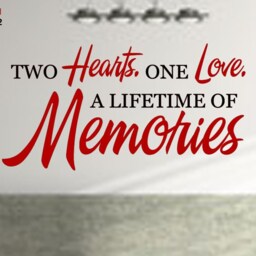 Two Hearts One Love Vinyl Wall Art Quote Decal - thumbnail 2