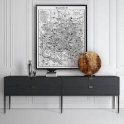 Vintage Madrid Street Map Print Black & White Espana Wall Art - thumbnail 1