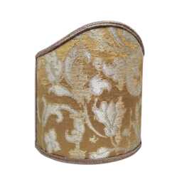 Pair Of Clip-On Wall Sconces Shield Shades Gold & Silver Rubelli Silk Jacquard Les Indes Galantes Pattern Mini Lampshade - Made in Italy - thumbnail 3