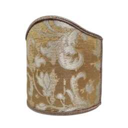 Pair Of Clip-On Wall Sconces Shield Shades Gold & Silver Rubelli Silk Jacquard Les Indes Galantes Pattern Mini Lampshade - Made in Italy - thumbnail 4