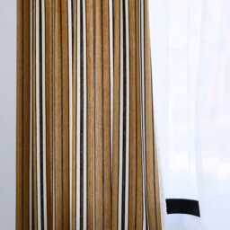 4 Colors, A Pair Of Tan Striped Chenille Curtains, Custom Curtain Panel, Living Room Custom Made, Divider - thumbnail 4