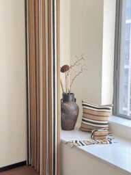 4 Colors, A Pair Of Tan Striped Chenille Curtains, Custom Curtain Panel, Living Room Custom Made, Divider - thumbnail 1