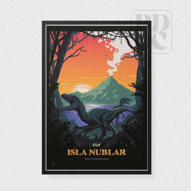 Jurassic Park Poster - Vintage Travel Art Print Retro Dinosaur Wall Art - image 1