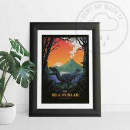 Jurassic Park Poster - Vintage Travel Art Print Retro Dinosaur Wall Art - thumbnail 3