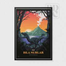 Jurassic Park Poster - Vintage Travel Art Print Retro Dinosaur Wall Art - thumbnail 1