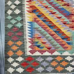 Kilim Rug Multicolour, Handmade Artisan Afghan Turkish Scandinavian Navajo Bohemian Flatweave Natural Wool 122x79 cm - thumbnail 2