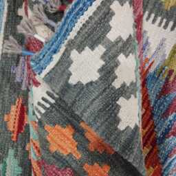 Kilim Rug Multicolour, Handmade Artisan Afghan Turkish Scandinavian Navajo Bohemian Flatweave Natural Wool 122x79 cm - thumbnail 4