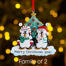 Personalised Christmas Tree Decoration Ornament - Winter Penguin Family - thumbnail 2