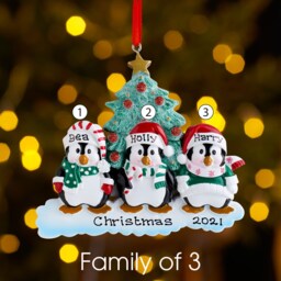 Personalised Christmas Tree Decoration Ornament - Winter Penguin Family - thumbnail 3