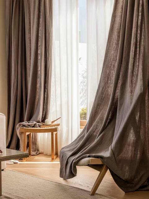 Im80, A Pair Of Brown Curtains, Heavy Weight Cotton Blend Curtains Living Room Drapery Panels, Bedroom Custom Made - image 1