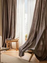 Im80, A Pair Of Brown Curtains, Heavy Weight Cotton Blend Curtains Living Room Drapery Panels, Bedroom Custom Made