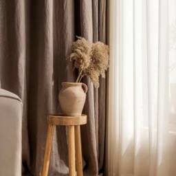 Im80, A Pair Of Brown Curtains, Heavy Weight Cotton Blend Curtains Living Room Drapery Panels, Bedroom Custom Made - thumbnail 4
