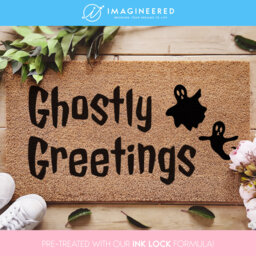 Ghostly Greetings Halloween Doormat - Fall Decor Decorations Porch Funny Door Mat Ghost - thumbnail 1