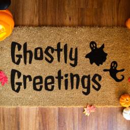 Ghostly Greetings Halloween Doormat - Fall Decor Decorations Porch Funny Door Mat Ghost - thumbnail 2