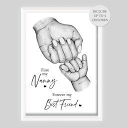 Personalised Nanny's Team Print Fist Bump Hands Up To 5 Children Unframed Gift Nana Granny - thumbnail 2