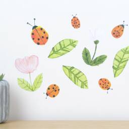 Ladybug Wall Decal With Flowers - Small - thumbnail 3