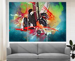 Ice Hockey Wall Art, Canvas Print, Vintage Sticks Photo, Decor, Boys Room Fan Gift - thumbnail 1