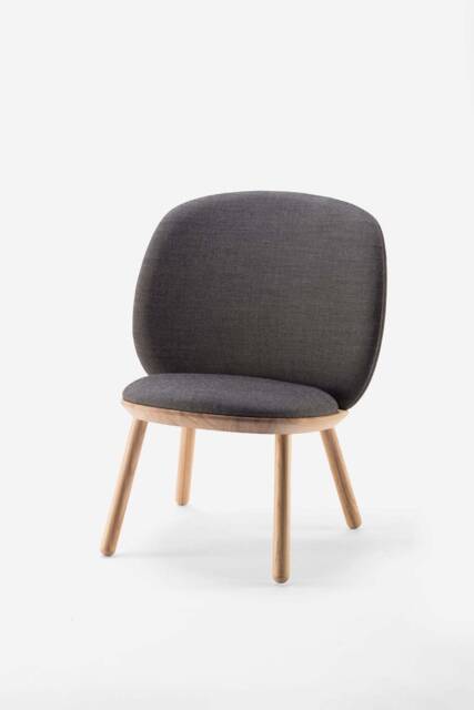 Gray Wool Fabric Low Chair Solid Ash Scandinavian Lounge Chair - image 1