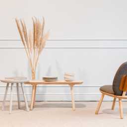 Gray Wool Fabric Low Chair Solid Ash Scandinavian Lounge Chair - thumbnail 2
