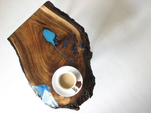 Live Edge Waterfall Coffee Table With Glowing Resin Fillin - image 1