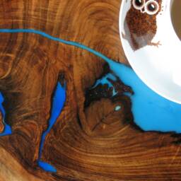 Live Edge Waterfall Coffee Table With Glowing Resin Fillin - thumbnail 3