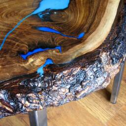 Live Edge Waterfall Coffee Table With Glowing Resin Fillin - thumbnail 4