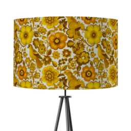 Mid Century Retro Yellow Brown Bird Floral Lampshade 20cm 25cm 30cm 35cm 40cm 45cm - Drum Lamp Shade Handmade Decor Ceiling Vintage