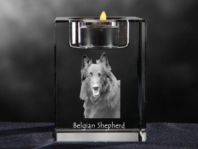 Belgian Shepherd, Crystal Candlestick With Dog, Souvenir, Decoration, Limited Edition, Collection - image 1