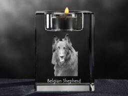Belgian Shepherd, Crystal Candlestick With Dog, Souvenir, Decoration, Limited Edition, Collection - thumbnail 1