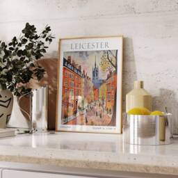 Leicester Travel Print, Poster, English City Art, Poster - thumbnail 3