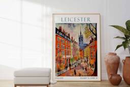 Leicester Travel Print, Poster, English City Art, Poster - thumbnail 1