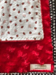 Handmade Modern Baby Minky Blanket Red Ladybug Polka Dots Plus Burb Cloth - thumbnail 4