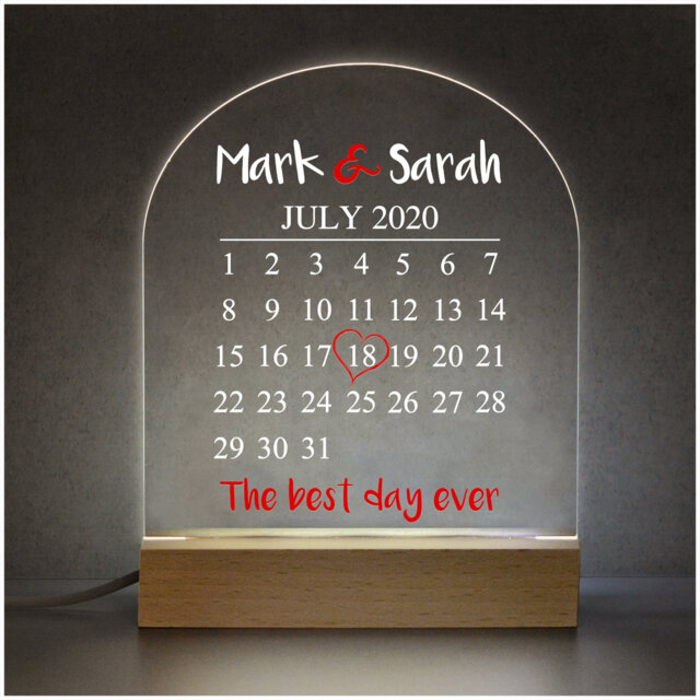 Wedding Engagement Date Gifts, Couples Led Night Light Lamp, 1st Anniversary, Gifts For Husband Wife Him, Valentines, Custom - image 1
