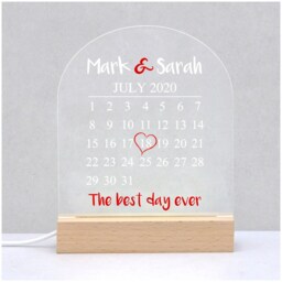 Wedding Engagement Date Gifts, Couples Led Night Light Lamp, 1st Anniversary, Gifts For Husband Wife Him, Valentines, Custom - thumbnail 3